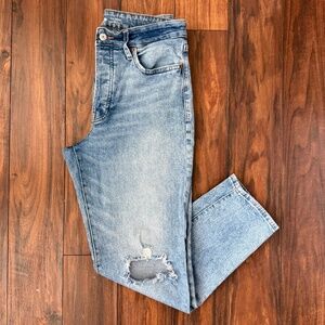 Old Navy OG Straight Natalie High Rise Jeans 8 Medium Wash Distressed Ankle